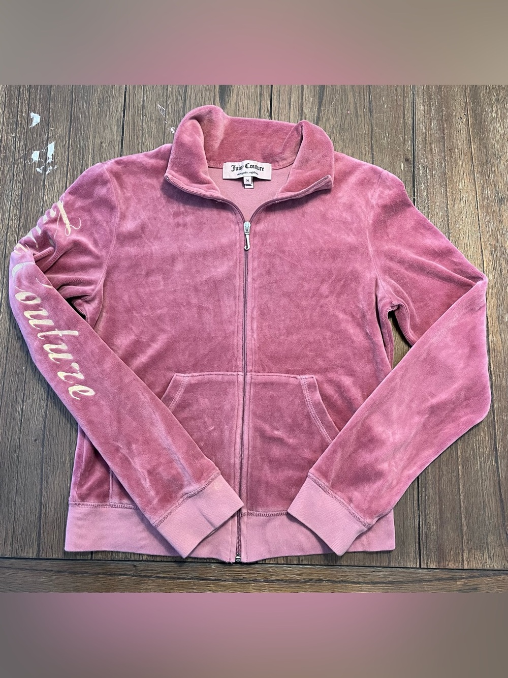 Juicy Couture Pink Velour Zip-Up Hoodie womens Medium